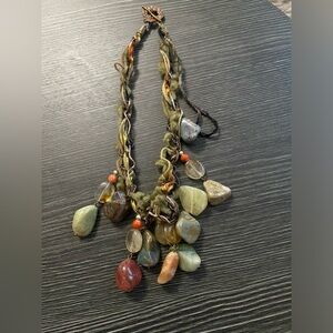 Handmade Multistone Boho Necklace in Olive and Earth Tones